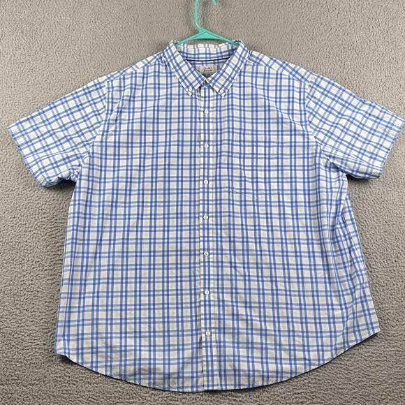 Croft & Barrow Button Down Shirt Men’s 3XB Blue Plaid Causal Classic Formal - Picture 1 of 9